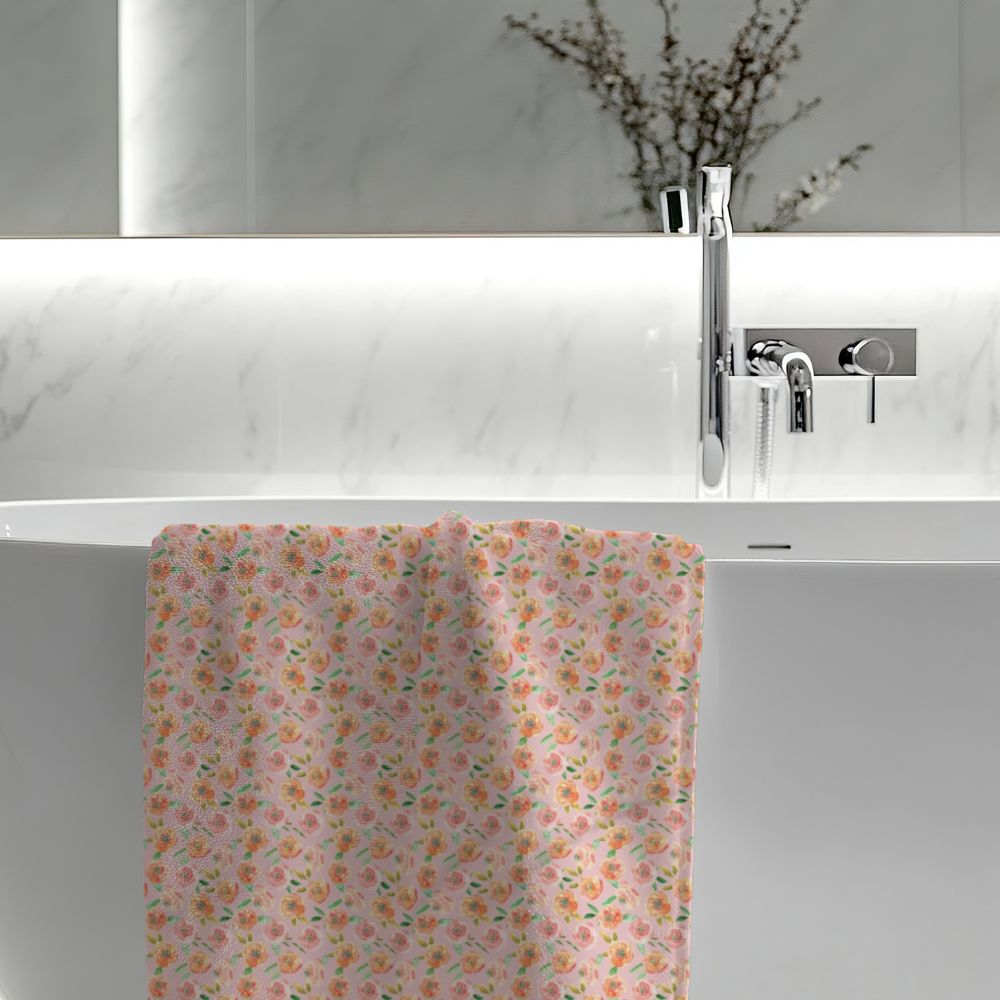 Peach Peony in Pinkish Peach | Bath Towel - Bath Towel - Piccolo Fiore Prints