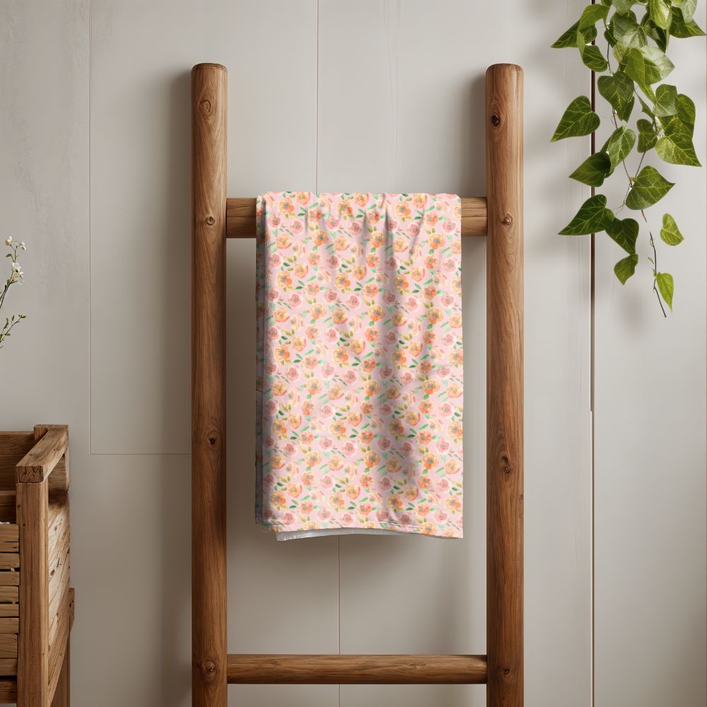 Peach Peony in Pinkish Peach | Bath Towel - Bath Towel - Piccolo Fiore Prints
