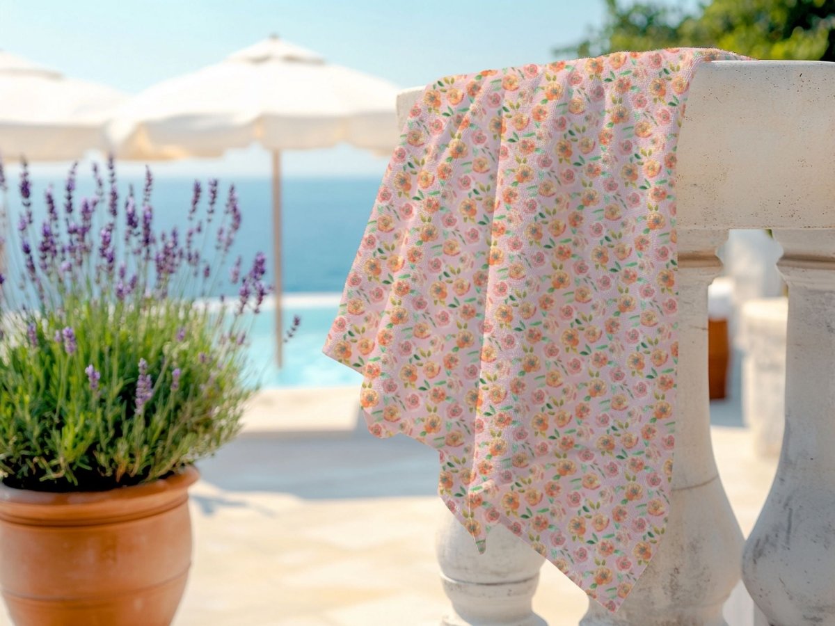Peach Peony in Pinkish Peach | Beach Towel - Beach Towel - Piccolo Fiore Prints