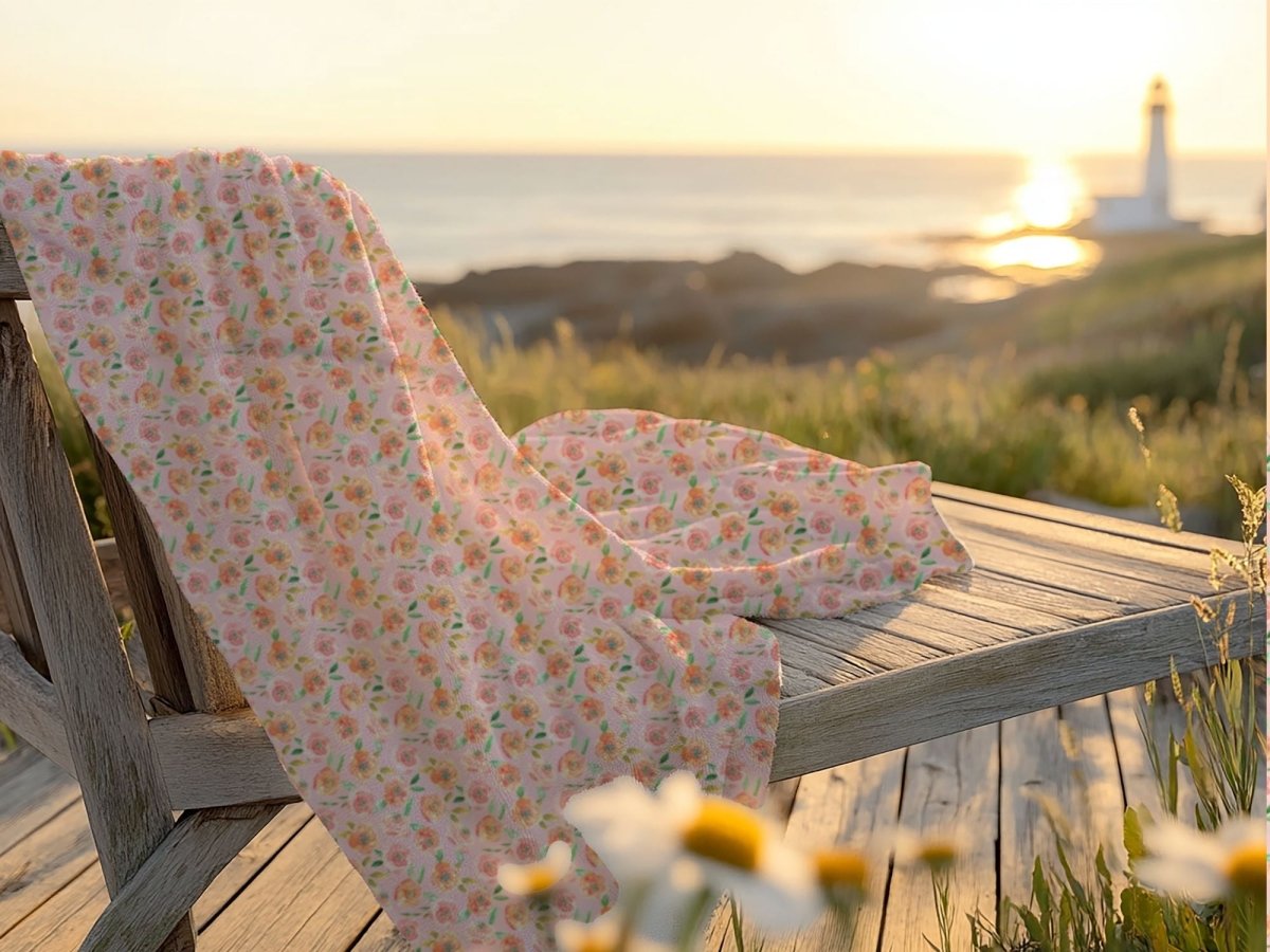 Peach Peony in Pinkish Peach | Beach Towel - Beach Towel - Piccolo Fiore Prints