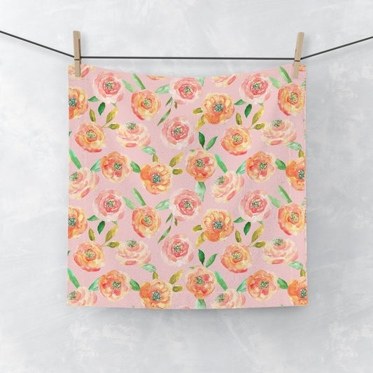 Peach Peony in Pinkish Peach | Face Towel - Face Towel - Piccolo Fiore Prints