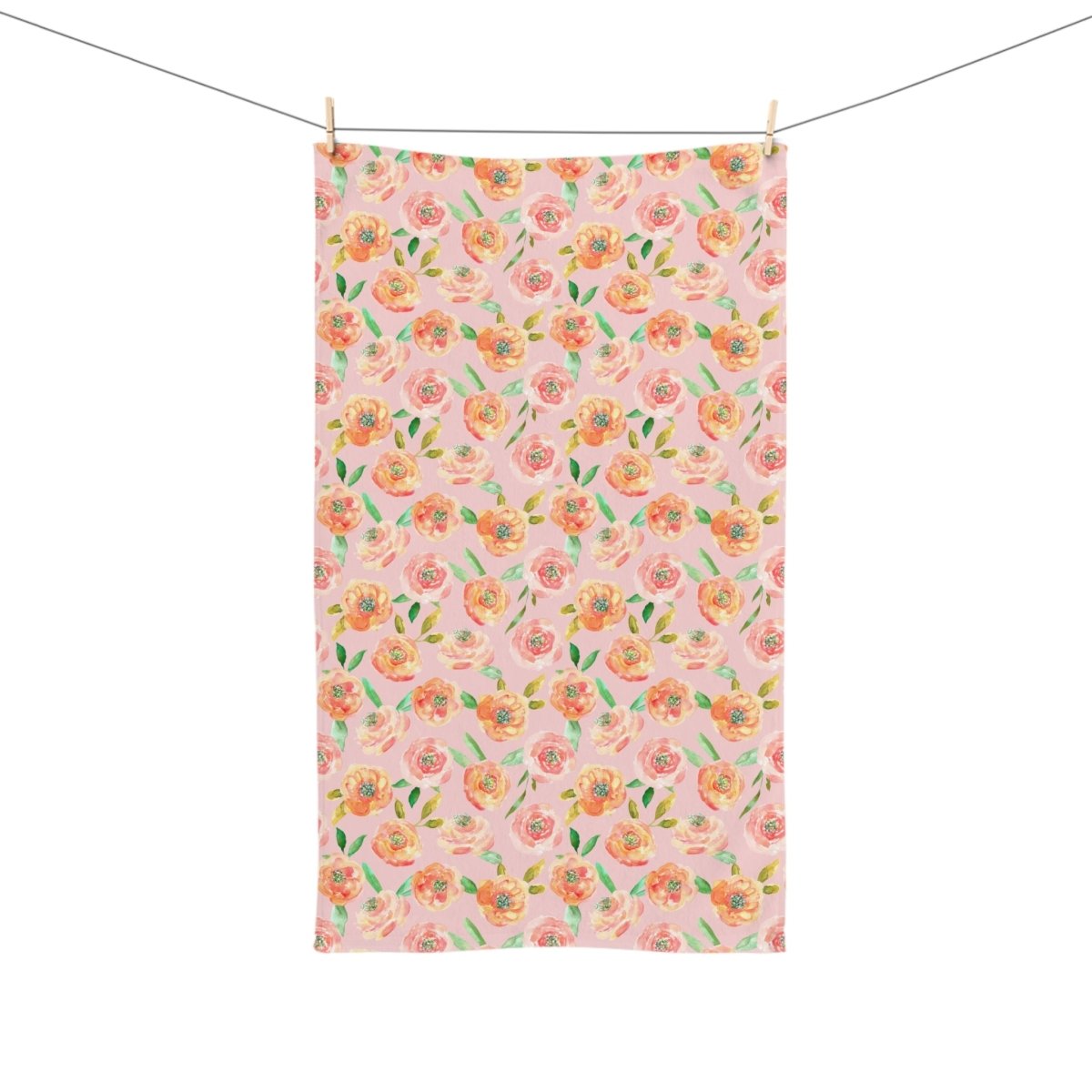 Peach Peony in Pinkish Peach | Hand Towel - Hand Towel - Piccolo Fiore Prints