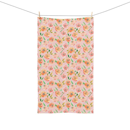 Peach Peony in Pinkish Peach | Hand Towel - Hand Towel - Piccolo Fiore Prints