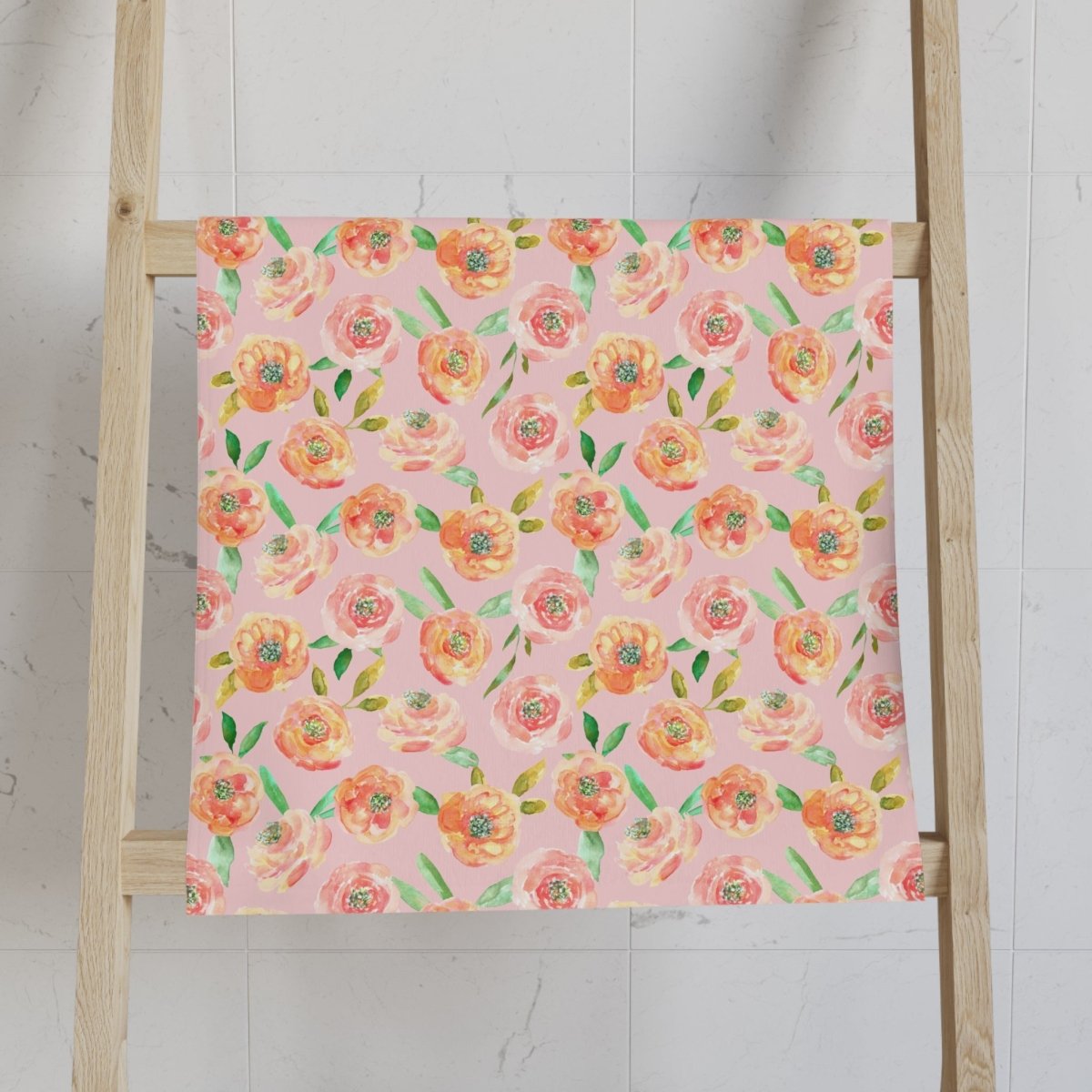 Peach Peony in Pinkish Peach | Hand Towel - Hand Towel - Piccolo Fiore Prints