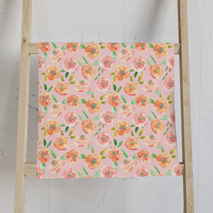 Peach Peony in Pinkish Peach | Hand Towel - Hand Towel - Piccolo Fiore Prints