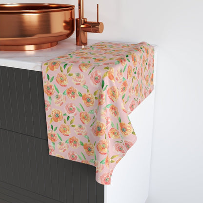 Peach Peony in Pinkish Peach | Hand Towel - Hand Towel - Piccolo Fiore Prints