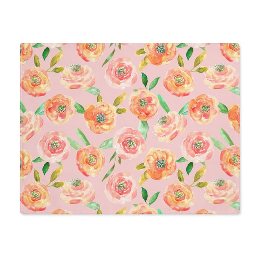 Peach Peony in Pinkish Peach | Placemat - Cotton Twill Placemat - Piccolo Fiore Prints