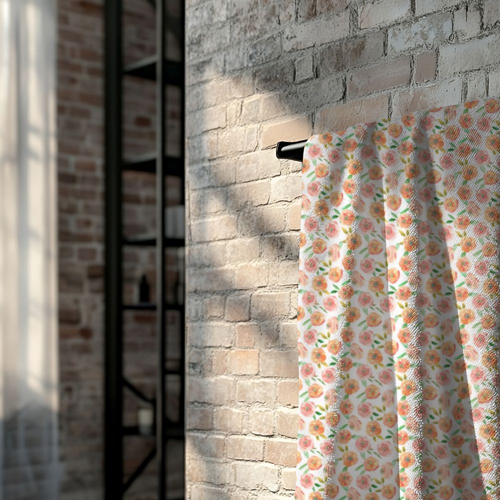 Peach Peony in White | Bath Towel - Bath Towel - Piccolo Fiore Prints