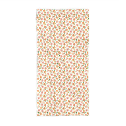 Peach Peony in White | Bath Towel - Bath Towel - Piccolo Fiore Prints