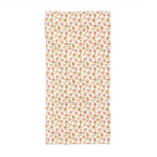 Peach Peony in White | Bath Towel - Bath Towel - Piccolo Fiore Prints