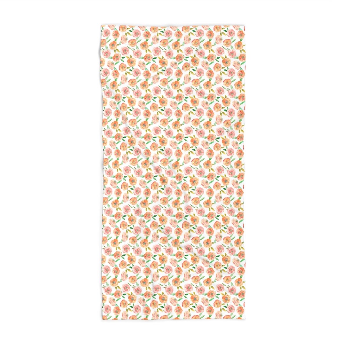 Peach Peony in White | Beach Towel - Beach Towel - Piccolo Fiore Prints