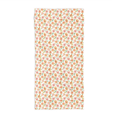 Peach Peony in White | Beach Towel - Beach Towel - Piccolo Fiore Prints