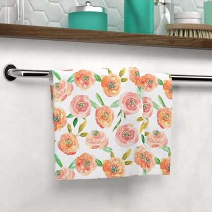Peach Peony in White | Face Towel - Face Towel - Piccolo Fiore Prints