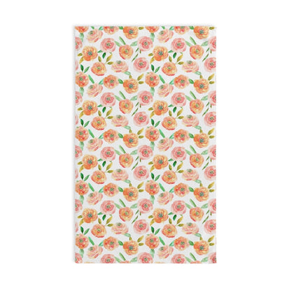 Peach Peony in White | Hand Towel - Hand Towel - Piccolo Fiore Prints