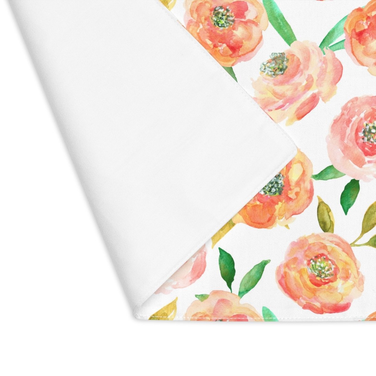 Peach Peony in White | Placemat - Cotton Twill Placemat - Piccolo Fiore Prints