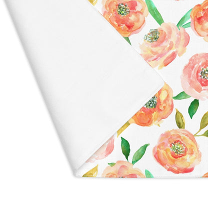 Peach Peony in White | Placemat - Cotton Twill Placemat - Piccolo Fiore Prints