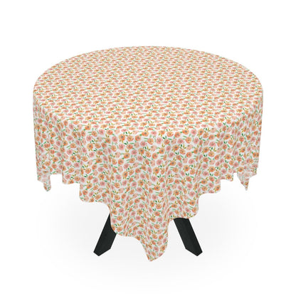 Peach Peony in White | Tablecloth - Tablecloth - Piccolo Fiore Prints