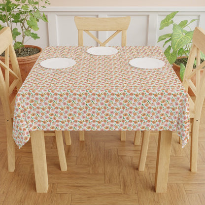 Peach Peony in White | Tablecloth - Tablecloth - Piccolo Fiore Prints