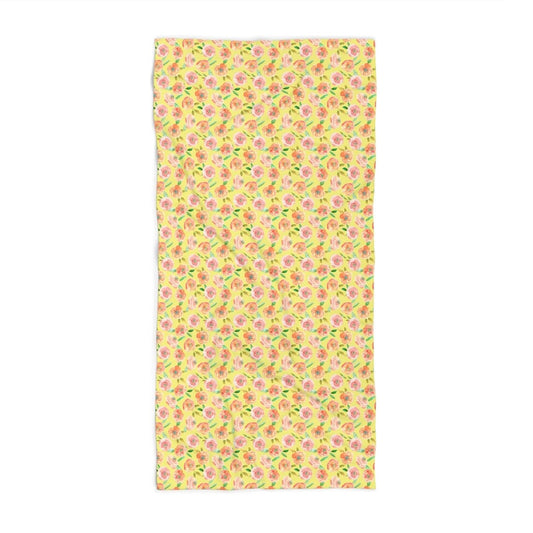 Peach Peony in Yellow | Beach Towel - Beach Towel - Piccolo Fiore Prints