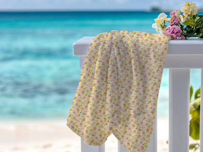 Peach Peony in Yellow | Beach Towel - Beach Towel - Piccolo Fiore Prints