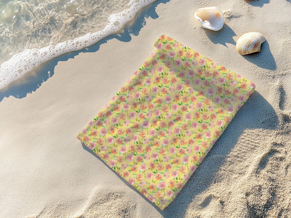 Peach Peony in Yellow | Beach Towel - Beach Towel - Piccolo Fiore Prints