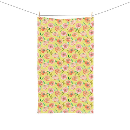 Peach Peony in Yellow | Hand Towel - Hand Towel - Piccolo Fiore Prints