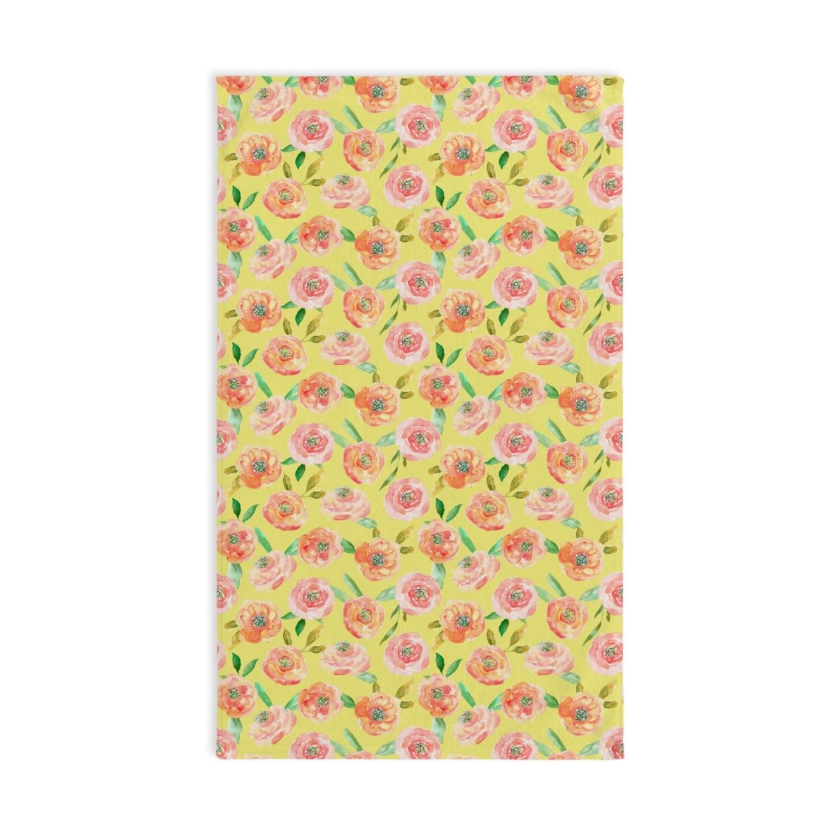Peach Peony in Yellow | Hand Towel - Hand Towel - Piccolo Fiore Prints