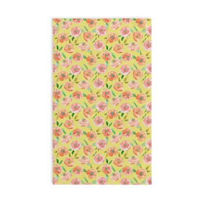 Peach Peony in Yellow | Hand Towel - Hand Towel - Piccolo Fiore Prints