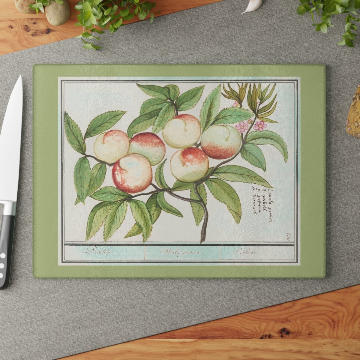 Peaches | Glass Chopping Board - Glass Chopping Board - Piccolo Fiore Prints