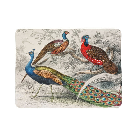 Peacock Parade | Fleece Sherpa Blanket - Sherpa Fleece Blanket - Piccolo Fiore Prints