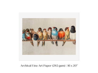 Perch of Small Birds | P30.1 - Single Art Prints - Piccolo Fiore Prints