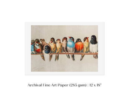 Perch of Small Birds | P30.1 - Single Art Prints - Piccolo Fiore Prints