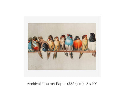 Perch of Small Birds | P30.1 - Single Art Prints - Piccolo Fiore Prints