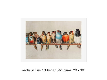 Perch of Small Birds | P30.1 - Single Art Prints - Piccolo Fiore Prints