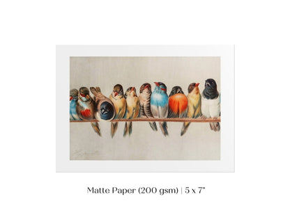 Perch of Small Birds | P30.1 - Single Art Prints - Piccolo Fiore Prints
