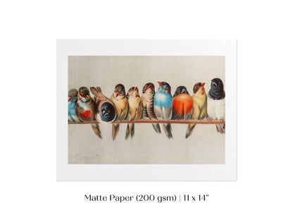 Perch of Small Birds | P30.1 - Single Art Prints - Piccolo Fiore Prints