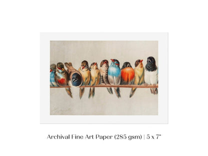 Perch of Small Birds | P30.1 - Single Art Prints - Piccolo Fiore Prints