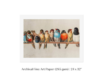 Perch of Small Birds | P30.1 - Single Art Prints - Piccolo Fiore Prints