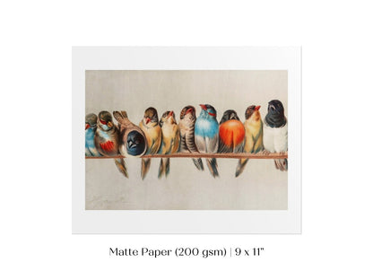 Perch of Small Birds | P30.1 - Single Art Prints - Piccolo Fiore Prints