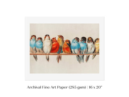 Perch of Small Birds | P30.2 - Single Art Prints - Piccolo Fiore Prints