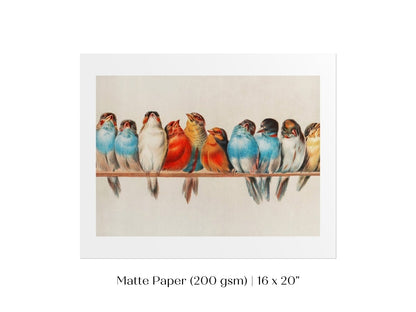 Perch of Small Birds | P30.2 - Single Art Prints - Piccolo Fiore Prints