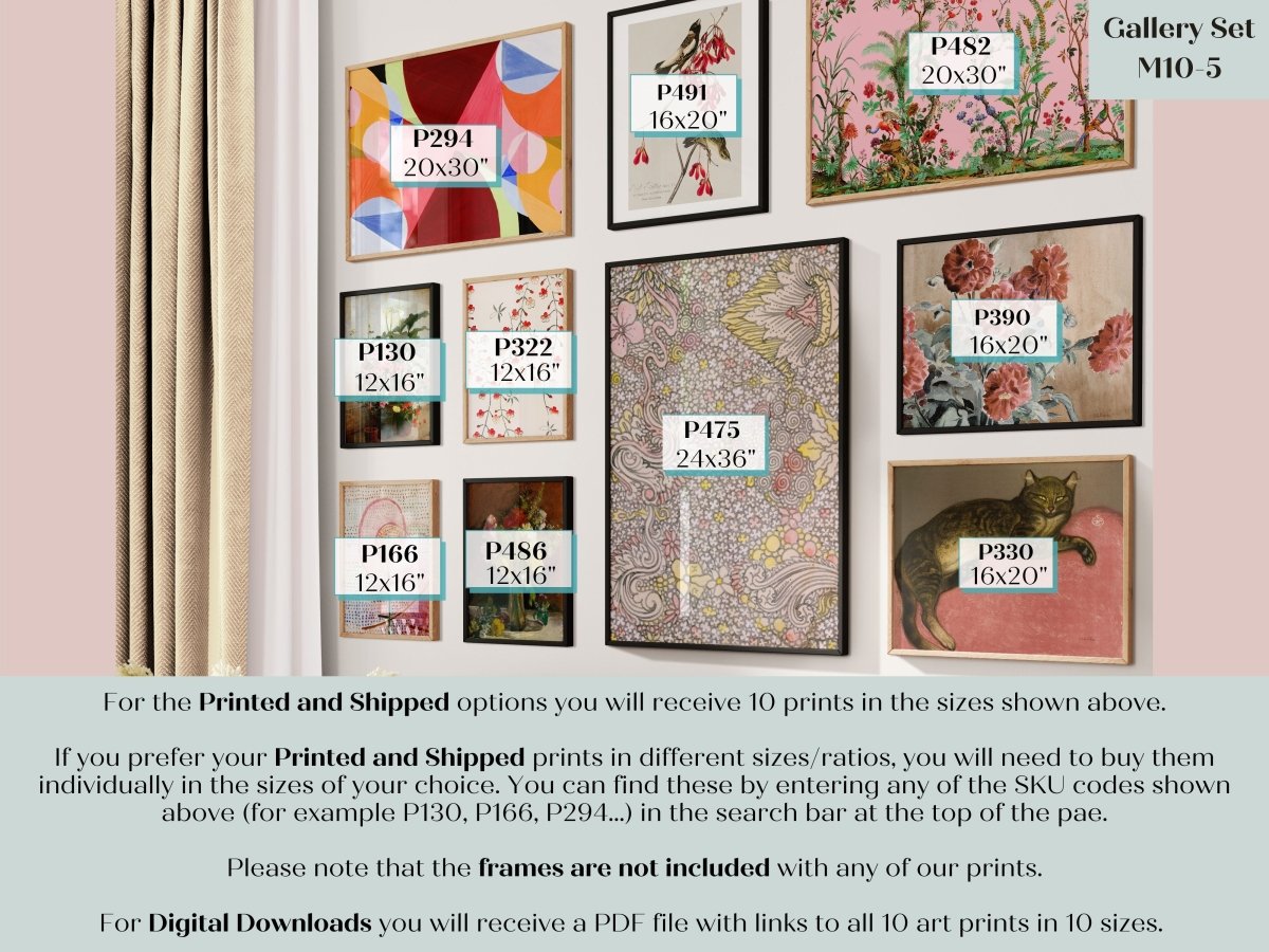 Pink and Crimson | Gallery Wall Set | M10 - 5 - Gallery Wall Set - Piccolo Fiore Prints