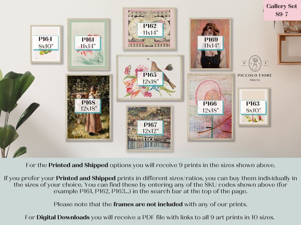 Pink and Green Eclectic | Gallery Wall Set | 9 Prints | S9 - 7 - Gallery Wall Set - Piccolo Fiore Prints
