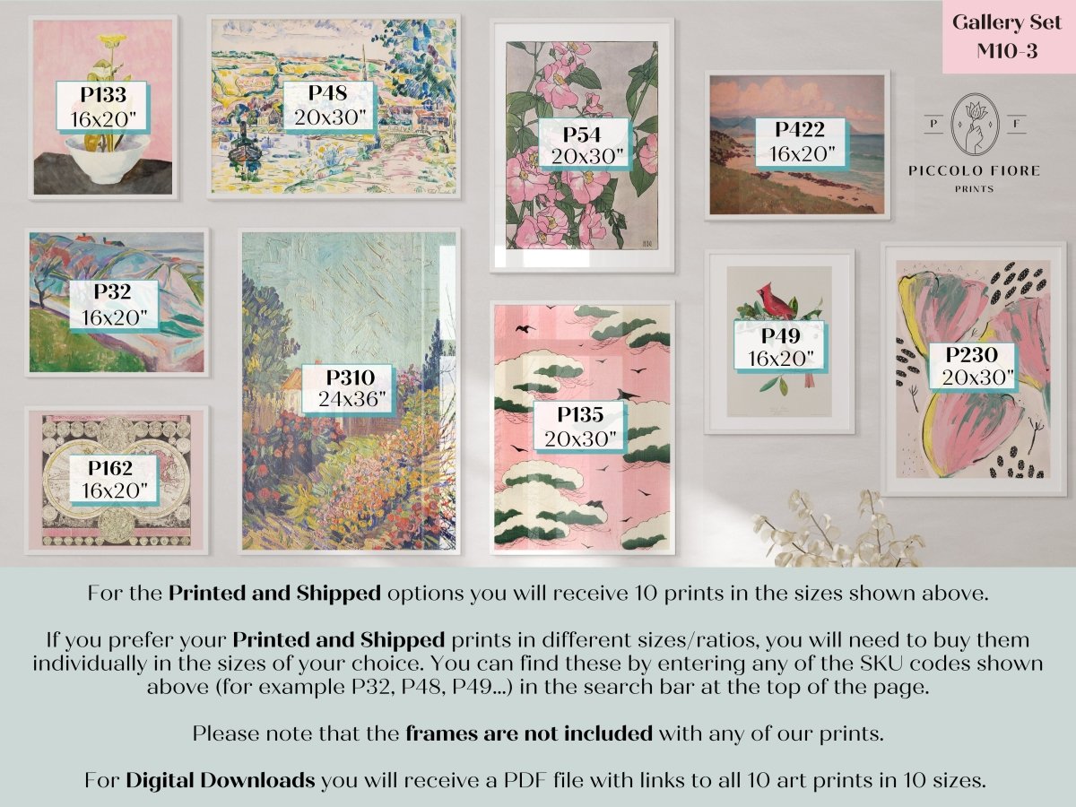 Pink Eclectic | Gallery Wall Set | 10 Prints | M10 - 3 - Gallery Wall Set - Piccolo Fiore Prints
