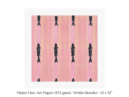 Pink Fish | Vintage Japanese Woodblock | P128 - Single Square Art Prints - Piccolo Fiore Prints
