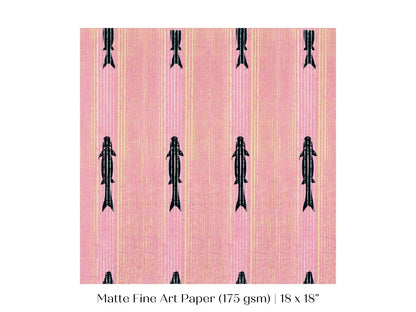 Pink Fish | Vintage Japanese Woodblock | P128 - Single Square Art Prints - Piccolo Fiore Prints