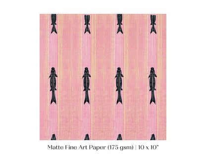 Pink Fish | Vintage Japanese Woodblock | P128 - Single Square Art Prints - Piccolo Fiore Prints