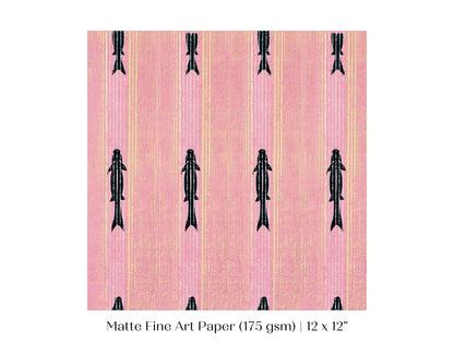 Pink Fish | Vintage Japanese Woodblock | P128 - Single Square Art Prints - Piccolo Fiore Prints