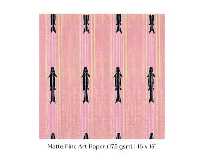 Pink Fish | Vintage Japanese Woodblock | P128 - Single Square Art Prints - Piccolo Fiore Prints