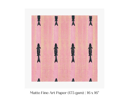 Pink Fish | Vintage Japanese Woodblock | P128 - Single Square Art Prints - Piccolo Fiore Prints